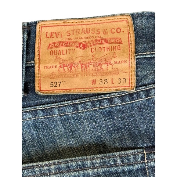 Levi's 527 Straight Leg Jeans Mens 38x30 Blue Denim Cotton Stretch Medium Wash - Picture 4 of 8